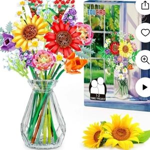 Vibrant Floral Art Sculpture with Vase